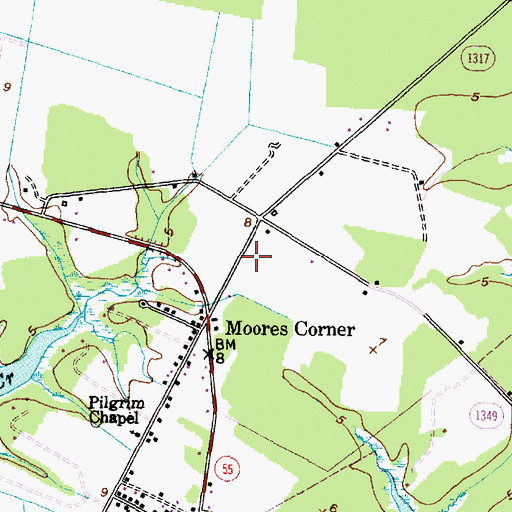 Topographic Map of Southeast Pamlico Volunteer Fire Department, NC