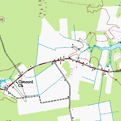 Topographic Map of Florence - Whortonsville Volunteer Fire Department, NC