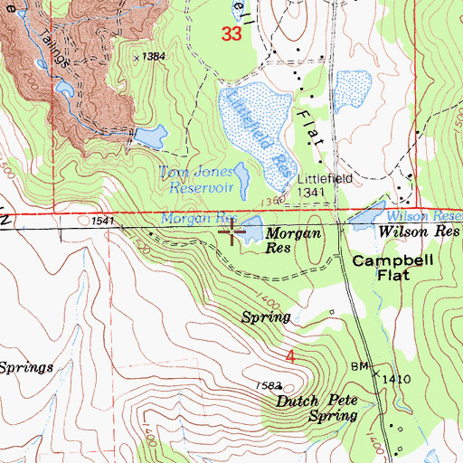 Topographic Map of Morgan Reservoir, CA
