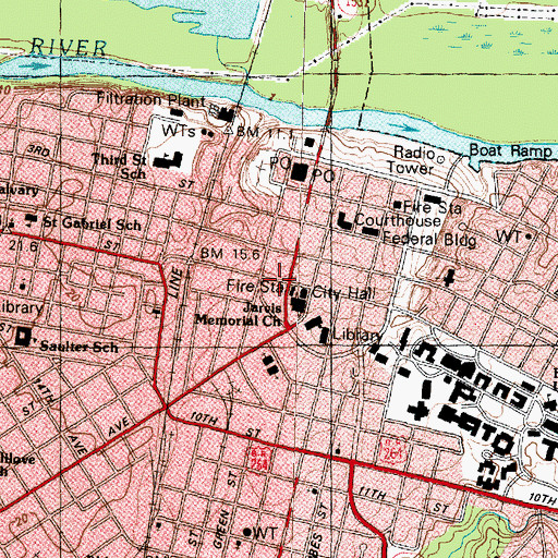 Topographic Map of Greenville Fire and Rescue Station 1 Headquarters, NC