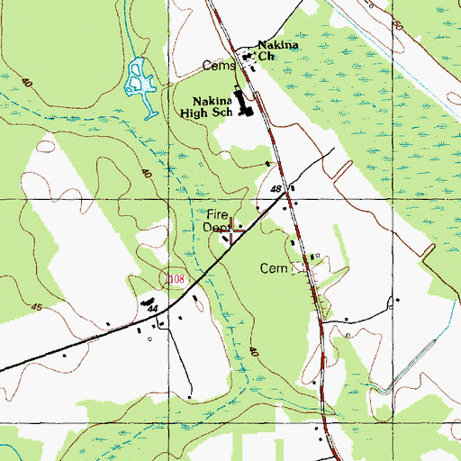 Topographic Map of Nakina Fire and Rescue Squad, NC