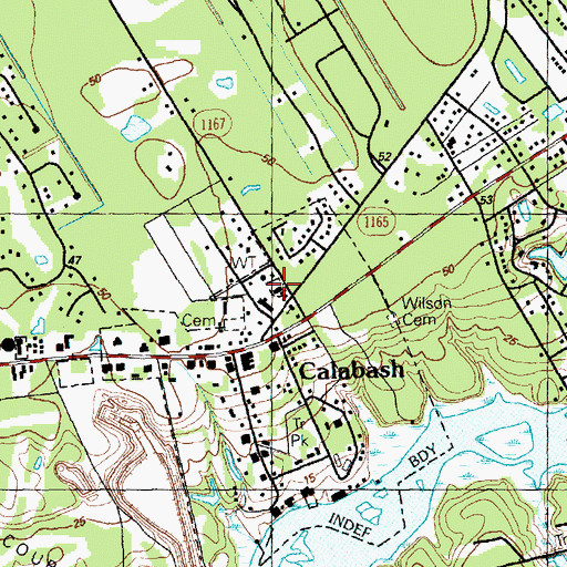 Topographic Map of Calabash Fire Department Station 12 - 1 Headquarters, NC