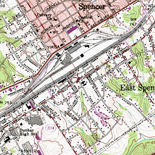 Topographic Map of East Spencer Fire Department, NC