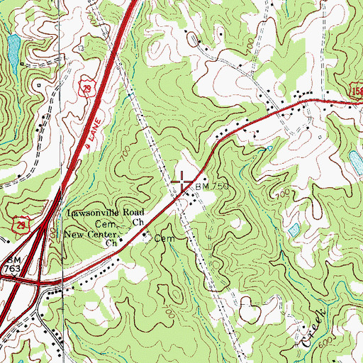 Topographic Map of Yanceyville Road Volunteer Fire Department, NC
