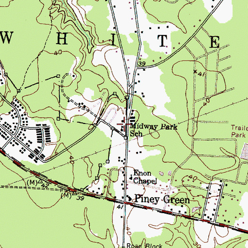 Topographic Map of Piney Green Volunteer Fire Department, NC