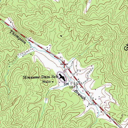 Topographic Map of Hiwassee Dam Volunteer Fire Department Headquarters, NC