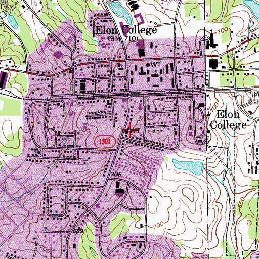 Topographic Map of Elon Fire Department Station 1, NC