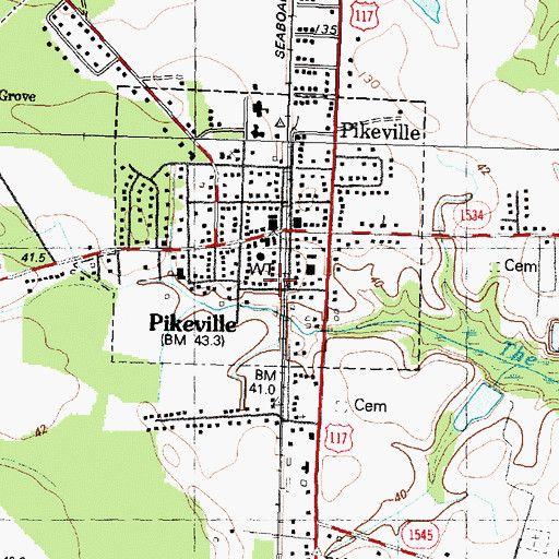 Topographic Map of Pikeville - Pleasant Grove Volunteer Fire Department, NC