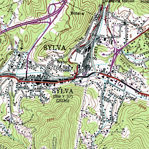 Topographic Map of Sylva Volunteer Fire Department, NC
