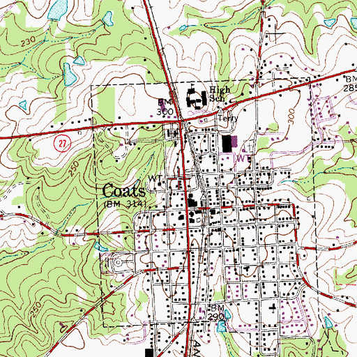 Topographic Map of Coats Grove Fire and Rescue Department, NC