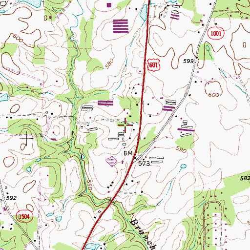 Topographic Map of Unionville Volunteer Fire Department Station 22, NC