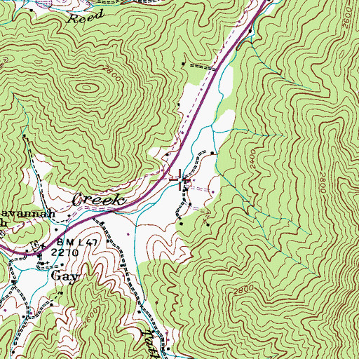 Topographic Map of Savannah Volunteer Fire Department Station 1, NC