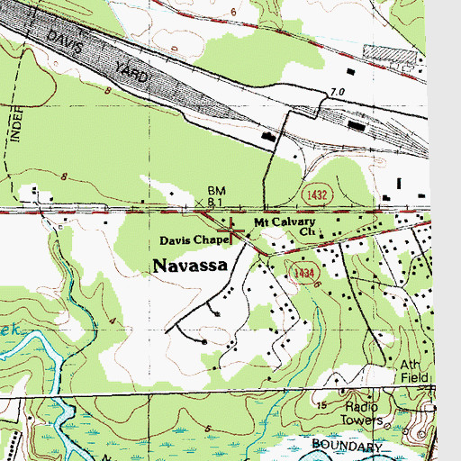 Topographic Map of Navassa Volunteer Fire Department, NC