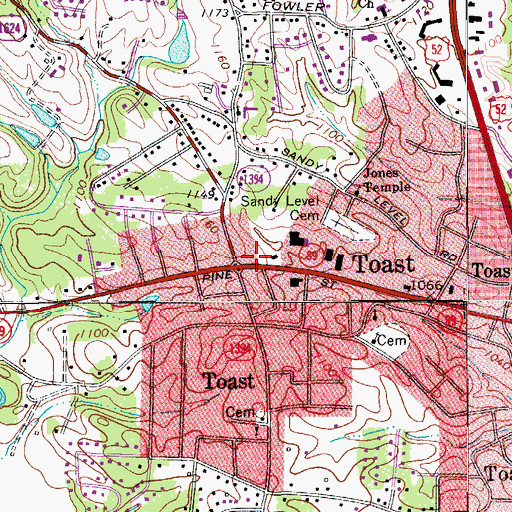 Topographic Map of Franklin Community Volunteer Fire Department Station 1, NC