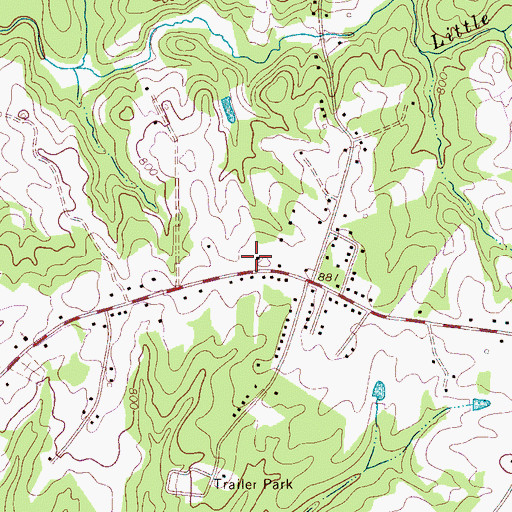 Topographic Map of Oak Grove Volunteer Fire Department, NC