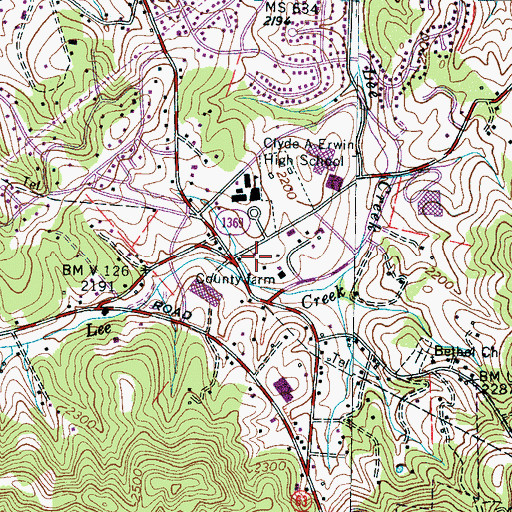 Topographic Map of West Buncombe Volunteer Fire and Rescue, NC