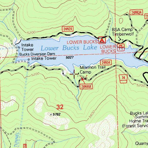 Topographic Map of Mormon Trail Camp, CA