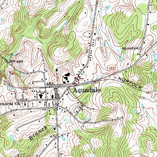 Topographic Map of Aquadale Rural Volunteer Fire Department Station 50, NC