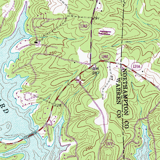 Topographic Map of Roanoke - Wildwood Volunteer Fire Department, NC