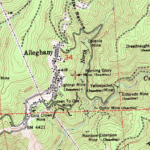 Topographic Map of Morning Glory Mine, CA