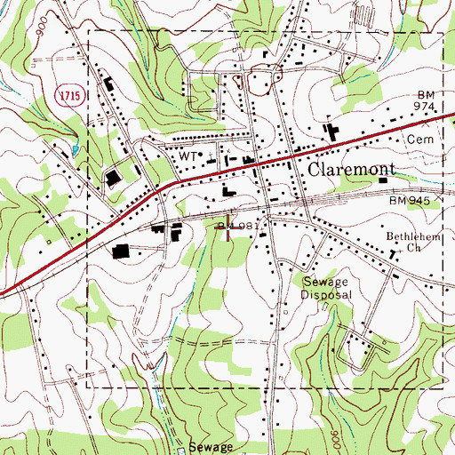 Topographic Map of Claremont Fire Department, NC