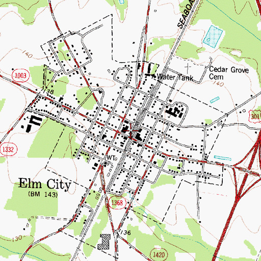 Topographic Map of Toisnot Rural Fire Department, NC