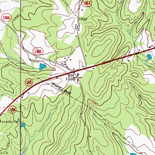Topographic Map of Ore Bank Pumpkin Center Volunteer Fire Department, NC
