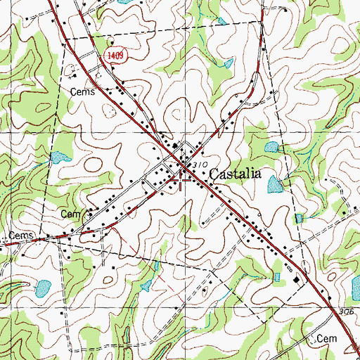 Topographic Map of Castalia Volunteer Fire Department, NC