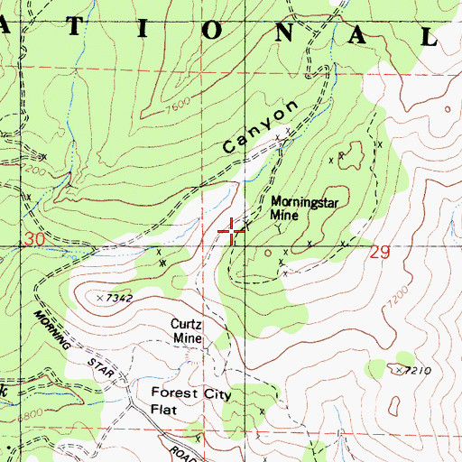 Topographic Map of Morningstar Mine, CA