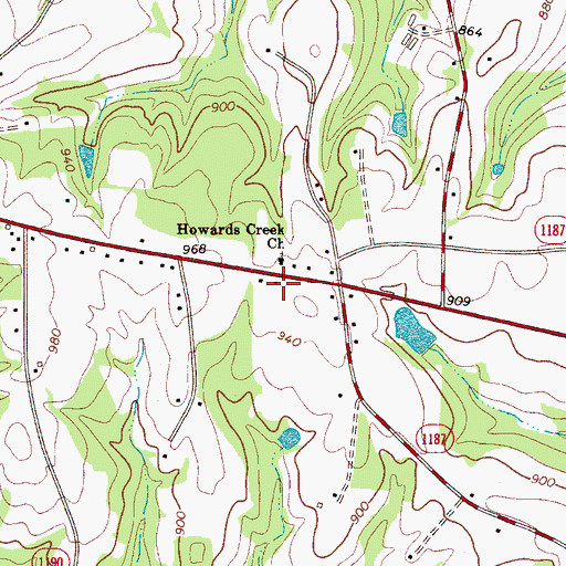 Topographic Map of Howards Creek Volunteer Fire Department, NC