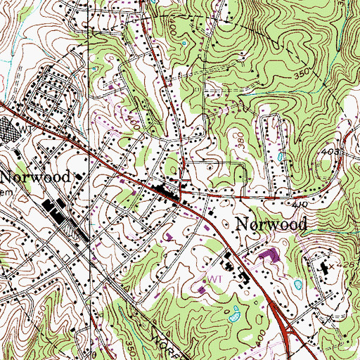 Topographic Map of Norwood Fire Department, NC