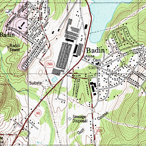 Topographic Map of Badin Fire Department, NC