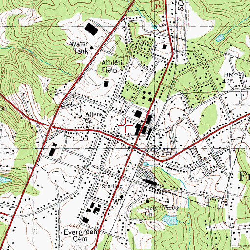 Topographic Map of Franklinton Fire Department, NC
