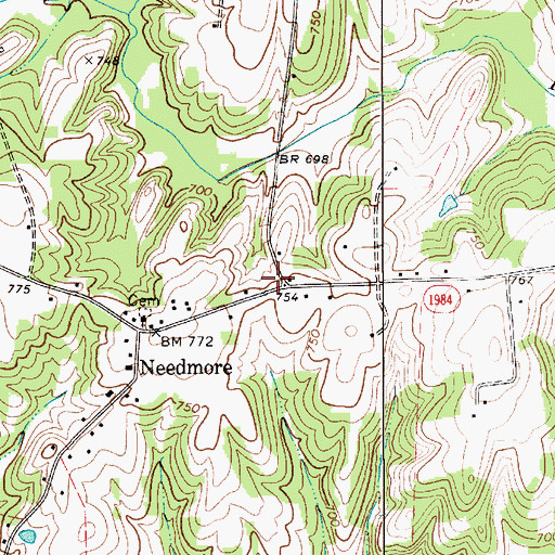 Topographic Map of Scotch - Irish Volunteer Fire Department Station 73, NC