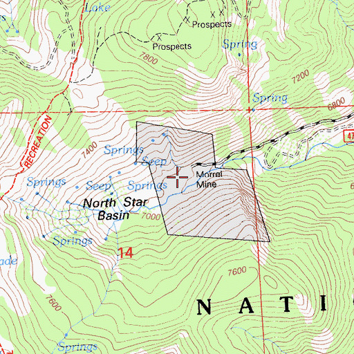 Topographic Map of Morrel Mine, CA