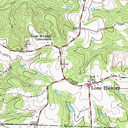 Topographic Map of Lone Hickory Volunteer Fire Department, NC