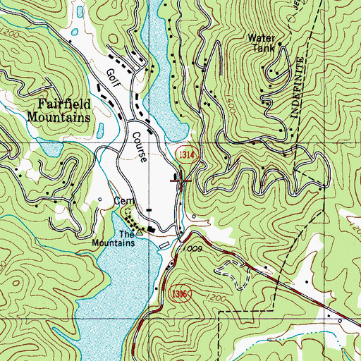 Topographic Map of Fairfield Mountains Volunteer Fire Department Station 1, NC