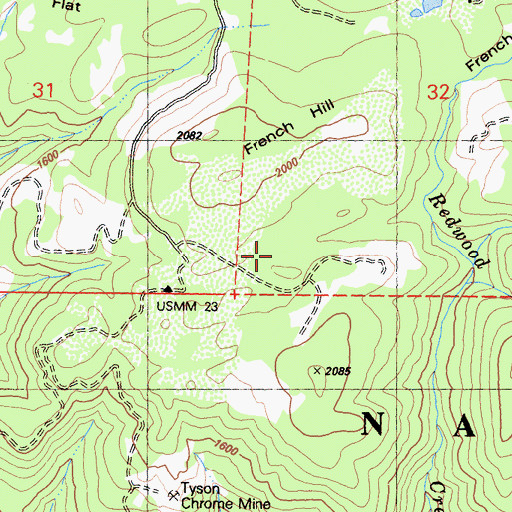 Topographic Map of Morrell Placer Mine, CA