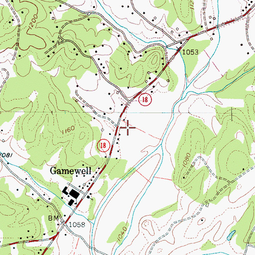 Topographic Map of Gamewell Volunteer Fire Department, NC
