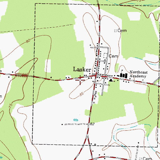 Topographic Map of Lasker Fire Department, NC