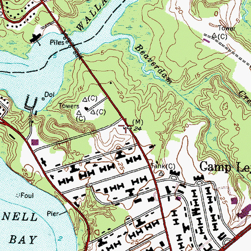 Topographic Map of Camp Lejeune Fire Department, NC