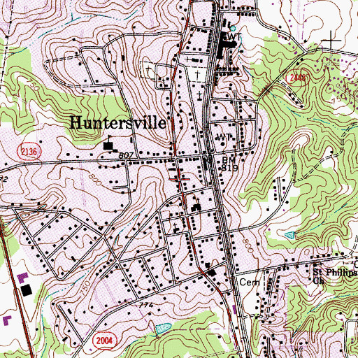 Topographic Map of Huntersville Fire Department Station 1, NC