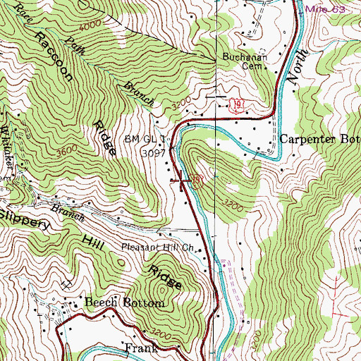 Topographic Map of Frank Volunteer Fire Department, NC