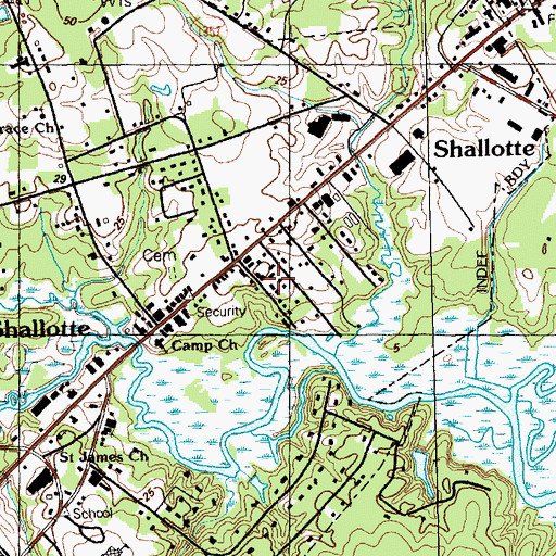 Topographic Map of Shallotte Fire Department Station 1, NC