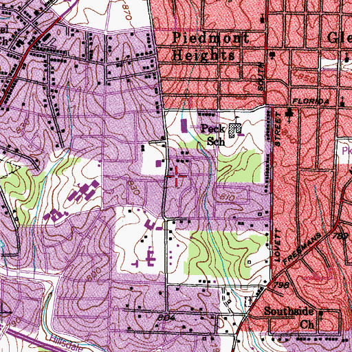 Topographic Map of Greensboro Fire Department Station 8, NC