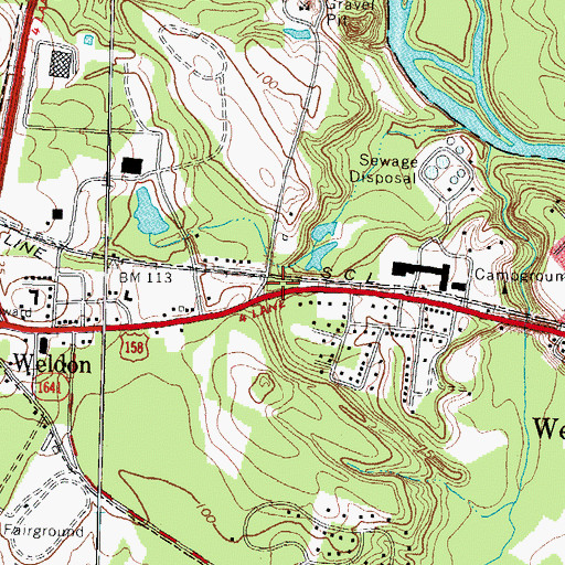 Topographic Map of Weldon Fire Department Station 2, NC