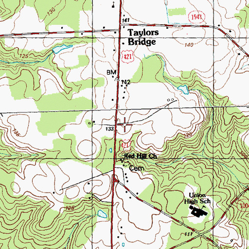 Topographic Map of Taylors Bridge Fire Department, NC