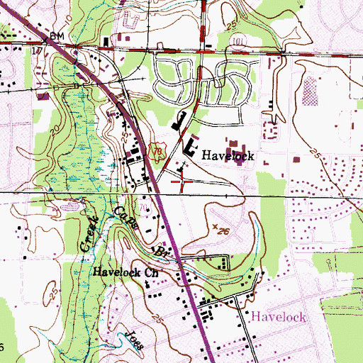Topographic Map of Havelock Fire and Rescue, NC