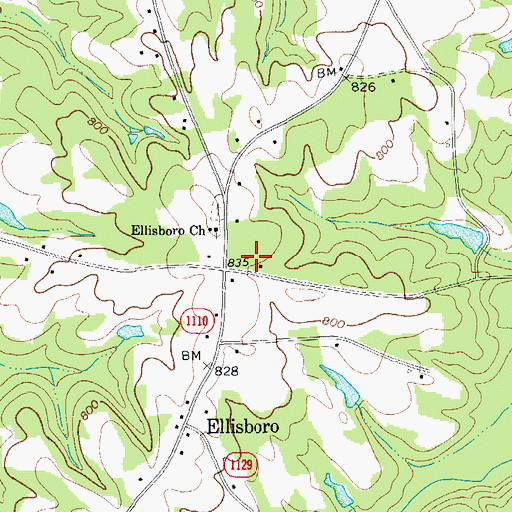 Topographic Map of Huntsville Volunteer Fire Department, NC