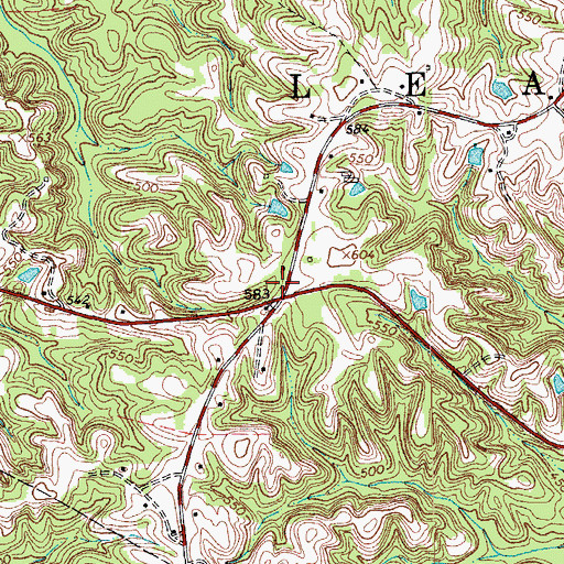 Topographic Map of Leasburg Volunteer Fire Department, NC